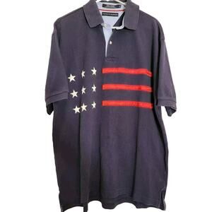 Vtg Tommy Hilfiger Polo Rugby Shirt Mens XL Embroidered Flag Y2k Preppy